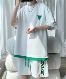 [韓国] コットンシャツ ショートパンツ セットアップ ホワイト ホワイトブラウス＆ストライプショートパンツセットアップ