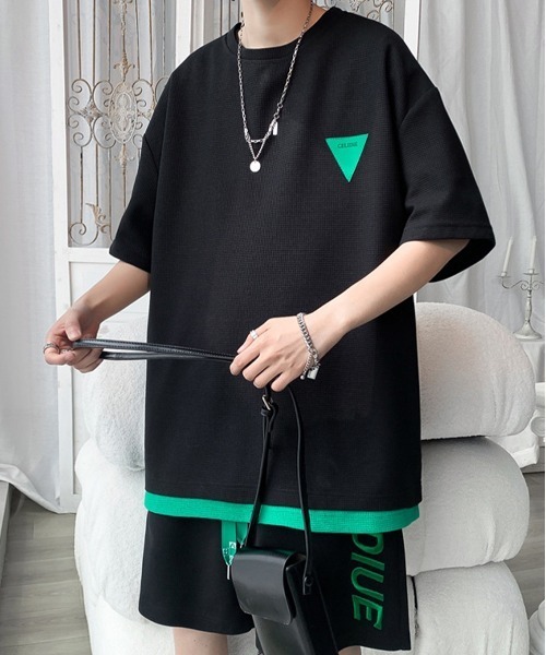 NEW GENTLEMAN（ニュージェントルマン）の「【2点SET】バニシングドライブ セットアップ Tシャツ＆ショートパンツセット（Tシャツ/カットソー・メンズ・ホワイト/ブラック/ブルー・M/L/XL）」の21枚目の写真