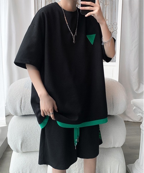 NEW GENTLEMAN（ニュージェントルマン）の「【2点SET】バニシングドライブ セットアップ Tシャツ＆ショートパンツセット（Tシャツ/カットソー・メンズ・ホワイト/ブラック/ブルー・M/L/XL）」の18枚目の写真
