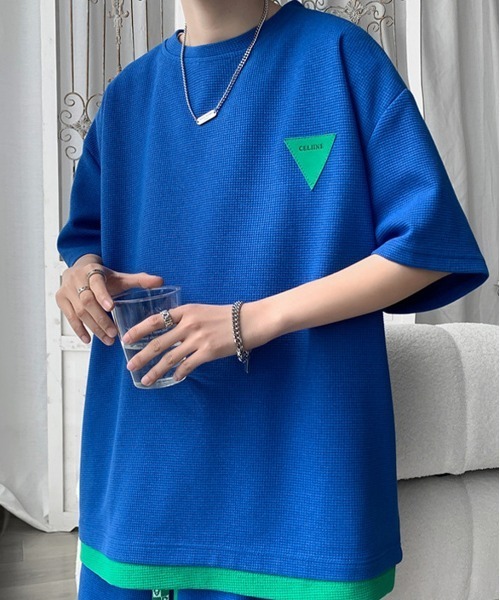 NEW GENTLEMAN（ニュージェントルマン）の「【2点SET】バニシングドライブ セットアップ Tシャツ＆ショートパンツセット（Tシャツ/カットソー・メンズ・ホワイト/ブラック/ブルー・M/L/XL）」の16枚目の写真