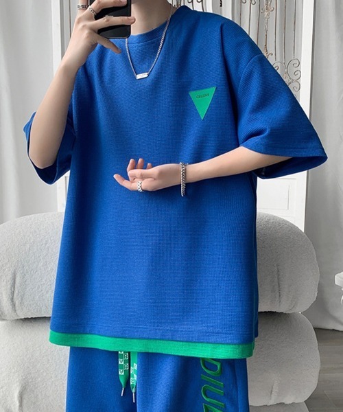 NEW GENTLEMAN（ニュージェントルマン）の「【2点SET】バニシングドライブ セットアップ Tシャツ＆ショートパンツセット（Tシャツ/カットソー・メンズ・ホワイト/ブラック/ブルー・M/L/XL）」の13枚目の写真