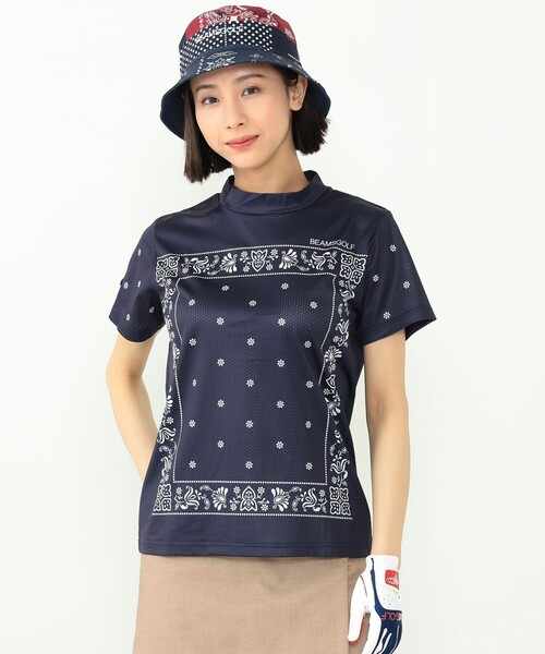 BEAMS GOLF モックタールネック シャツ バンダナ柄スカート2点 BEAMS GOLF モックタールネック シャツ バンダナ柄スカート2点