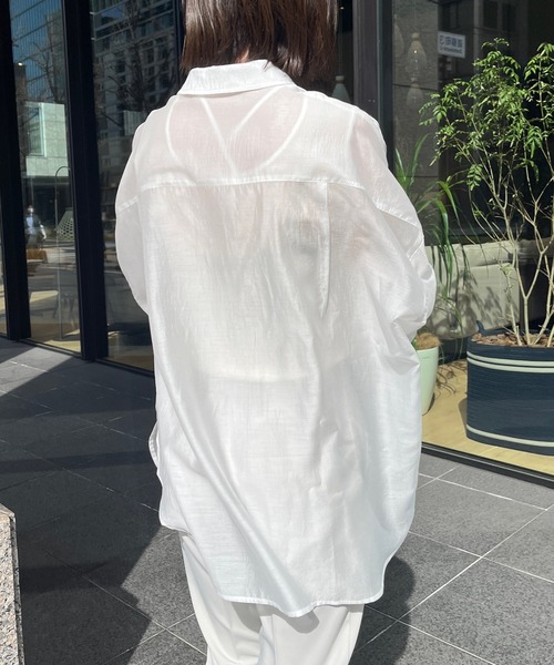 DouDou(ドゥドゥ)の「【WEB限定】オーバーシアーシャツ(シャツ/ブラウス・レディース・ホワイト/サックスブルー/ピンク・FREE)」の6枚目の写真