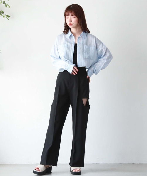 archives（アルシーヴ）の「ストライプショートケンボロシャツ（シャツ/ブラウス・レディース・ピンク/オフホワイト/イエロー/ブルー・MEDIUM）」の9枚目の写真