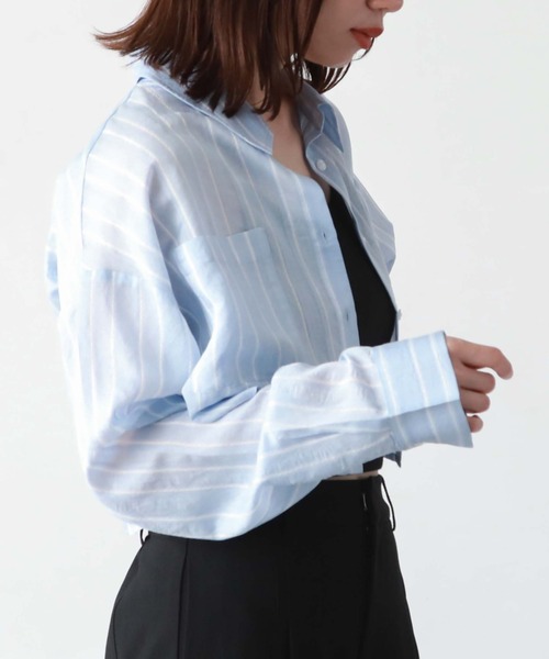 archives（アルシーヴ）の「ストライプショートケンボロシャツ（シャツ/ブラウス・レディース・ピンク/オフホワイト/イエロー/ブルー・MEDIUM）」の7枚目の写真