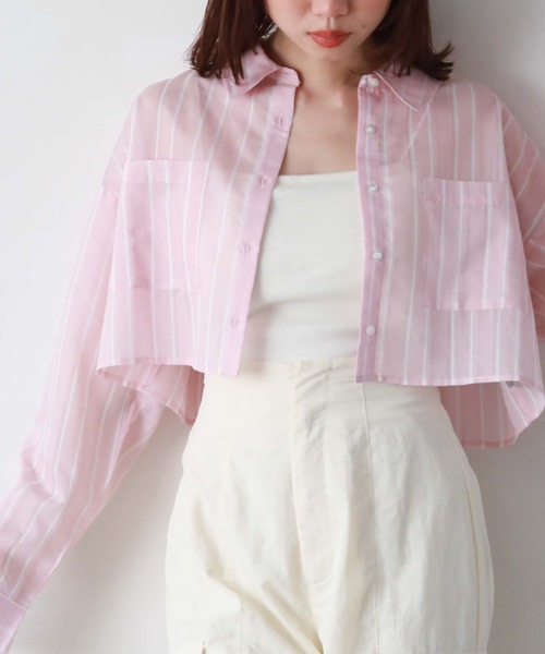 archives（アルシーヴ）の「ストライプショートケンボロシャツ（シャツ/ブラウス・レディース・ピンク/オフホワイト/イエロー/ブルー・MEDIUM）」の13枚目の写真