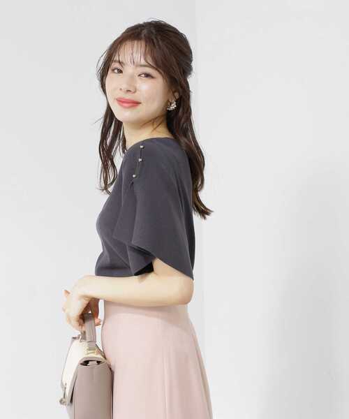 PROPORTION BODY DRESSING（プロポーションボディドレッシング）の「スリットフレアスリーブニット / 1213270601（ニット/セーター・レディース・ホワイト系その他/ブラウン/ダークグレー・FREE）」の2枚目の写真