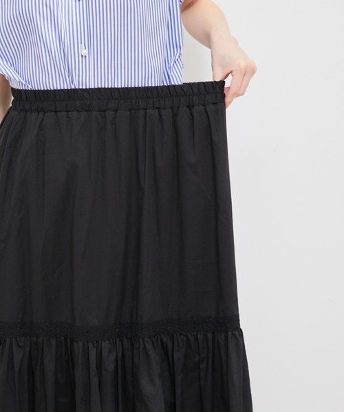 VIS（ビス）の「【洗える】コットンレース切替ギャザースカート（スカート・レディース・ホワイト/ブラック/イエロー系その他・FREE）」の6枚目の写真