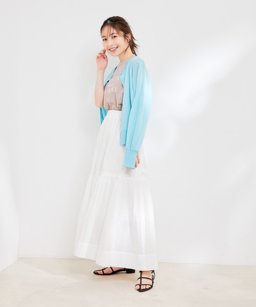 VIS（ビス）の「【洗える】コットンレース切替ギャザースカート（スカート・レディース・ホワイト/ブラック/イエロー系その他・FREE）」の4枚目の写真