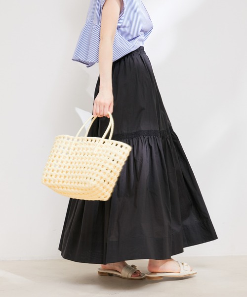 VIS（ビス）の「【洗える】コットンレース切替ギャザースカート（スカート・レディース・ホワイト/ブラック/イエロー系その他・FREE）」の5枚目の写真