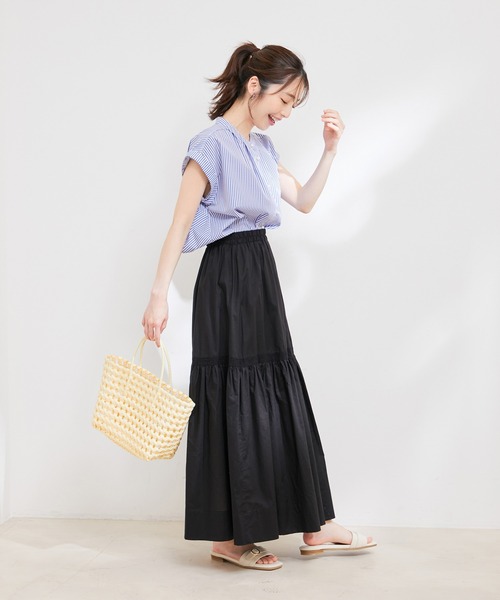 VIS（ビス）の「【洗える】コットンレース切替ギャザースカート（スカート・レディース・ホワイト/ブラック/イエロー系その他・FREE）」の20枚目の写真