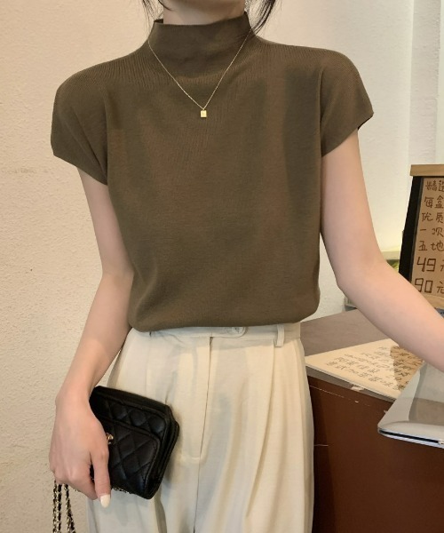 sakishimatokyo(サキシマトーキョー)の「ハイネックニットトップス / サマーニット(ニット/セーター・レディース・ベージュ/オフホワイト/カーキ/ブラック・FREE)」の4枚目の写真
