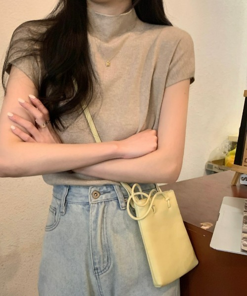 sakishimatokyo(サキシマトーキョー)の「ハイネックニットトップス / サマーニット(ニット/セーター・レディース・ベージュ/オフホワイト/カーキ/ブラック・FREE)」の5枚目の写真