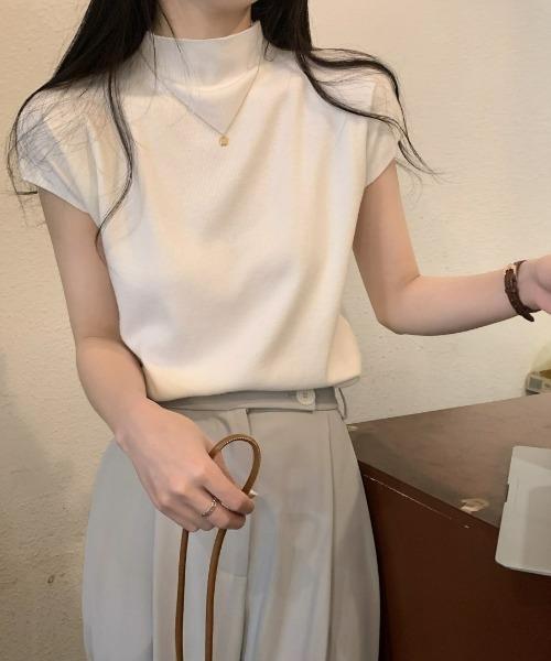 sakishimatokyo(サキシマトーキョー)の「ハイネックニットトップス / サマーニット(ニット/セーター・レディース・ベージュ/オフホワイト/カーキ/ブラック・FREE)」の8枚目の写真