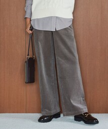 【洗える】23区DENIM ベルベットストレッチ ワイドパンツ