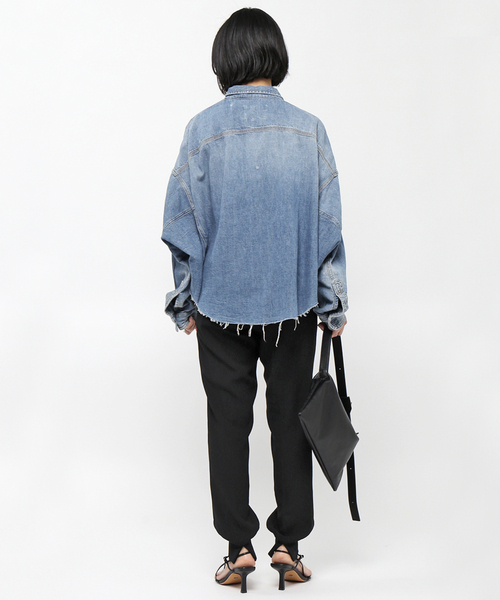 R13/アールサーティーン】クロップドデニムシャツ（シャツ