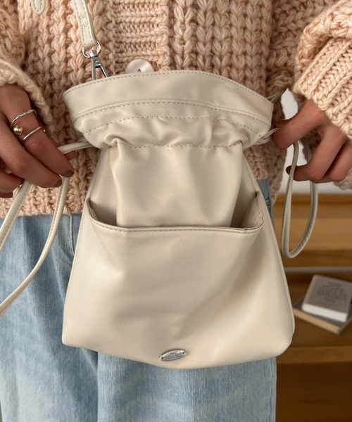 【大人気！】aeae シルバードローストリングバッグ 韓国 ラスト1点 EFOLE ショルダーバッグ バッグ Draw strings one shoulder bag