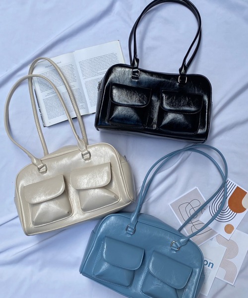 WEGO（ウィゴー）の「WEGO/ダブルポケットハンドバッグ（ハンドバッグ・レディース・ホワイト/ブラック・FREE）」の3枚目の写真