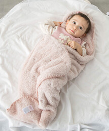 【お揃い】恐竜お花刺しゅう総柄おくるみベビー