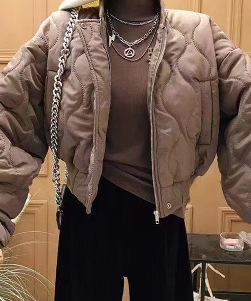 SETUP7（セットアップセブン）の「【SETUP7】ミリタリーライク中綿ブルゾン ジャケット US LEVEL7 KNF037（ミリタリージャケット・レディース・ホワイト/カーキ/ブラック・FREE）」の9枚目の写真