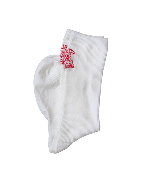 mili an deni（ミリアンデニ）の「リブクルー丈刺繍ソックス（ソックス/靴下・レディース・ブラック/ピンク/ネイビー/グリーン/オレンジ/ホワイト・F）」の16枚目の写真