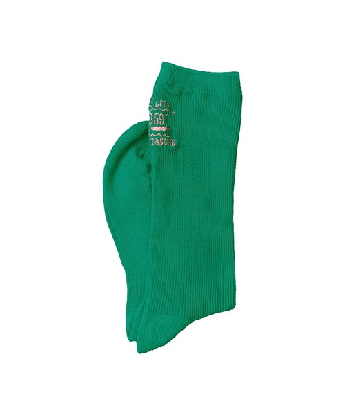 mili an deni（ミリアンデニ）の「リブクルー丈刺繍ソックス（ソックス/靴下・レディース・ブラック/ピンク/ネイビー/グリーン/オレンジ/ホワイト・F）」の18枚目の写真