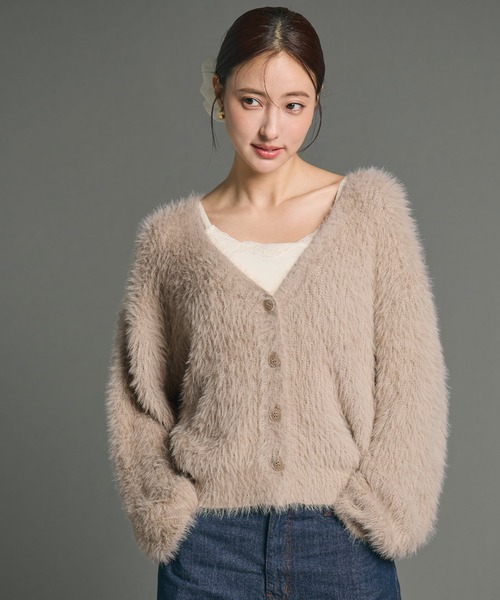 coca(coca)(コカ)の「\再入荷!!/ふんわりシャギーニットカーディガン【高橋愛様着用】(カーディガン/ボレロ・レディース・チャコール/イエロー/アイボリー/ブラウン/グレー/ライトピンク・ONE SIZE/S/L/M)」の19枚目の写真