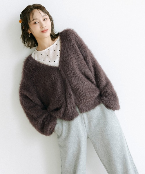 coca(coca)(コカ)の「\再入荷!!/ふんわりシャギーニットカーディガン【高橋愛様着用】(カーディガン/ボレロ・レディース・チャコール/イエロー/アイボリー/ブラウン/グレー/ライトピンク・ONE SIZE/S/L/M)」の22枚目の写真