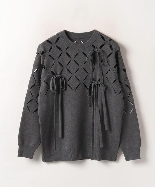 LANVIN en Bleu(ランバンオンブルー)の「ダイヤスリットリボンニット(ニット/セーター・レディース・グレー/ブラック・38)」の15枚目の写真