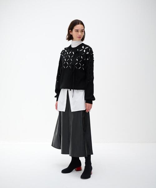LANVIN en Bleu(ランバンオンブルー)の「ダイヤスリットリボンニット(ニット/セーター・レディース・グレー/ブラック・38)」の16枚目の写真
