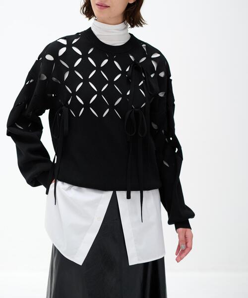 LANVIN en Bleu(ランバンオンブルー)の「ダイヤスリットリボンニット(ニット/セーター・レディース・グレー/ブラック・38)」の18枚目の写真