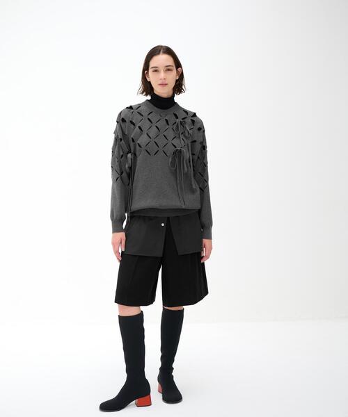 LANVIN en Bleu(ランバンオンブルー)の「ダイヤスリットリボンニット(ニット/セーター・レディース・グレー/ブラック・38)」の20枚目の写真