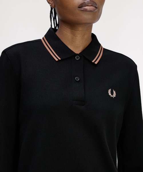 ✨美品✨フレッドペリー 金刺繍 ポロシャツ G3636 黒 長袖 UK12 L FRED PERRY ポロシャツ ポロ The Fred Perry Shirt - G3636