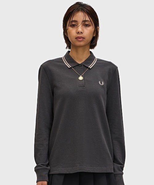 (美品)フレッドペリー 長袖ポロシャツ ダークグレー XL The Fred Perry Shirt - G3636/フレッドペリー長袖ポロシャツ