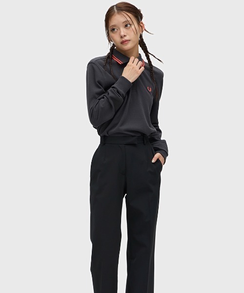 FRED PERRY 長袖 ポロシャツ スウェット M フレッドペリー 黒 FRED PERRY フレッドペリー 長袖ポロシャツ メンズ The Fred Perry