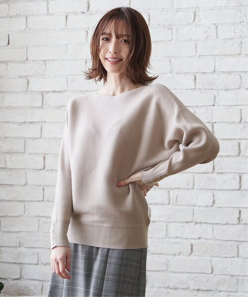 IKKA LOUNGE(イッカラウンジ)の「横リブドルマンラメニットプルオーバー(ニット/セーター・レディース・ピンク/ネイビー/ベージュ/オフホワイト/ダークブルー・M/L/S)」の6枚目の写真