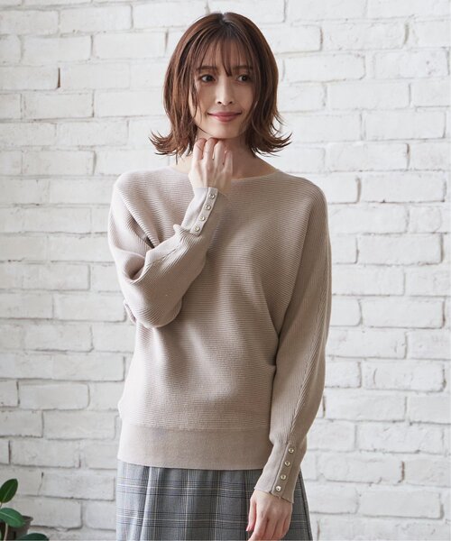 IKKA LOUNGE(イッカラウンジ)の「横リブドルマンラメニットプルオーバー(ニット/セーター・レディース・ピンク/ネイビー/ベージュ/オフホワイト/ダークブルー・M/L/S)」の8枚目の写真