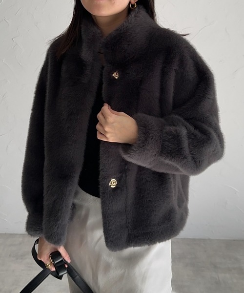 blate 2wayエコファーショートコート BLATE 2way最高の肌触りエコファーショートコート blate