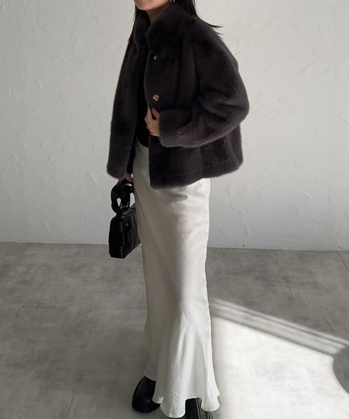 sheller シェリエ 2WAYスリーブファーショートコート サイズ:F 209023