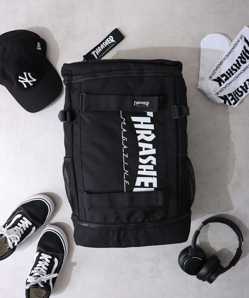 THRASHER(スラッシャー)の「THRASHER BOX RUCKSACK(バックパック/リュック・メンズ・ブラック/マルチ・FREE)」の1枚目の写真