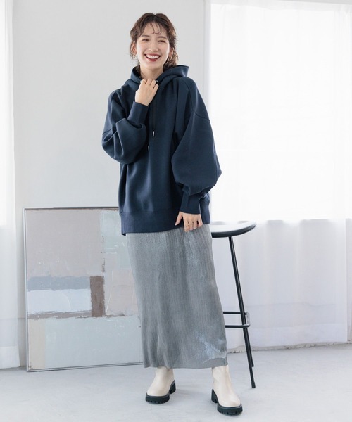 LEPSIM(レプシィム)の「ダンボールフーディー 987202(パーカー・レディース・グリーン/ネイビー/オフホワイト/イエロー/ライトグレー・FREE)」の21枚目の写真