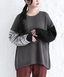 n'OrLABEL | 『ミックスカラー袖切替ローゲージニット』(ニット/セーター)