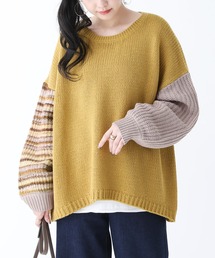 n'OrLABEL | 『ミックスカラー袖切替ローゲージニット』(ニット/セーター)