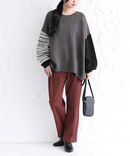 n'OrLABEL（ノアールレーベル）の「【廃盤】『ミックスカラー袖切替ローゲージニット』（ニット/セーター・レディース・マスタード/チャコール/アイボリー・FREE）」の13枚目の写真