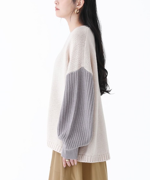 n'OrLABEL（ノアールレーベル）の「【廃盤】『ミックスカラー袖切替ローゲージニット』（ニット/セーター・レディース・マスタード/チャコール/アイボリー・FREE）」の8枚目の写真