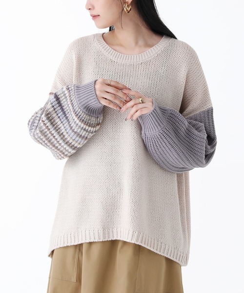 n'OrLABEL（ノアールレーベル）の「【廃盤】『ミックスカラー袖切替ローゲージニット』（ニット/セーター・レディース・マスタード/チャコール/アイボリー・FREE）」の7枚目の写真