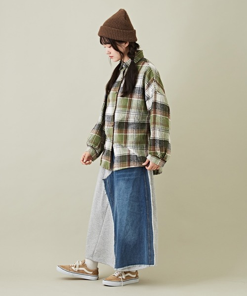 CUBE SUGAR（キューブシュガー）の「起毛チェックレギュラーシャツ（シャツ/ブラウス・レディース・ブラック/グリーン/ブルー/レッド・M）」の13枚目の写真