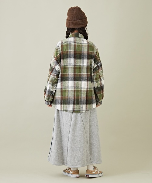 CUBE SUGAR（キューブシュガー）の「起毛チェックレギュラーシャツ（シャツ/ブラウス・レディース・ブラック/グリーン/ブルー/レッド・M）」の14枚目の写真