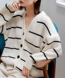 VitaFelice | ボーダーVネック ニットカーディガン(カーディガン/ボレロ)