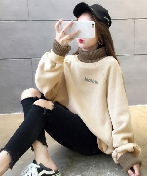 Miniministore（ミニミニストア）の「裏起毛 ロゴトレーナー レディース 韓国（スウェット・レディース・カーキ/ベージュ・2XL）」の16枚目の写真